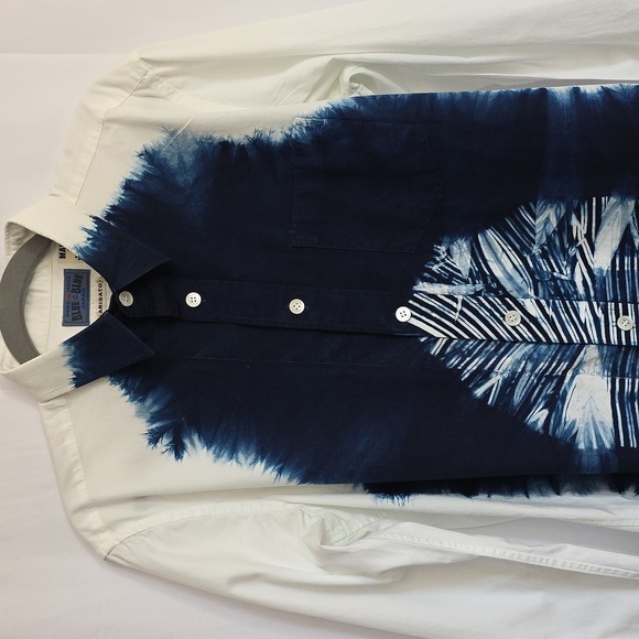 Pure Indigo Blue Blue Japan Arigato Blue & White Mens Cotton Shirt.  Size Medium - Picture 2 of 11